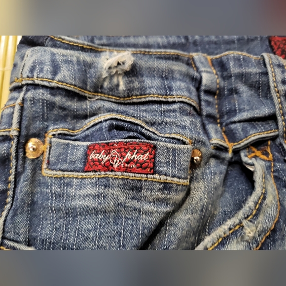 ♡ SOLD ON EBAY ♡ Baby Phat Jeans Co 11 Y2K Cropped Capri Blue Denim - Picture 6 of 14